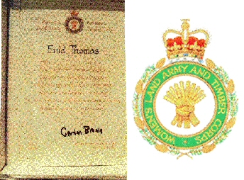 Enid's certificate and badge